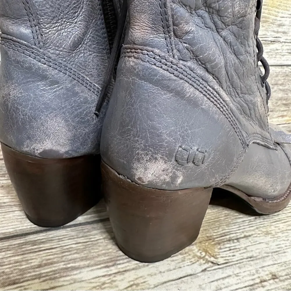 BED | STU - FINIS - SMOKE GRAY LUX - Women's Kiltie Boots Bootie Heels -Size 6.5